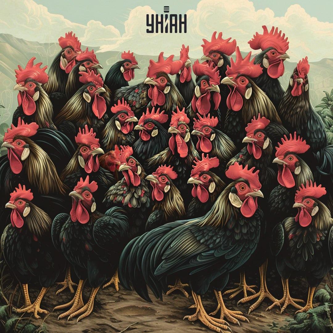 Znajdź kurczaka na wiznej łamigłówce na czas / kolaż Moje