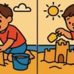 Test IQ: znajdź 3 różnice na zdjęciu chłopca budującego zamki