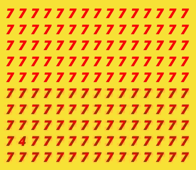 Znajdź cyfrę 4 na obrazku.