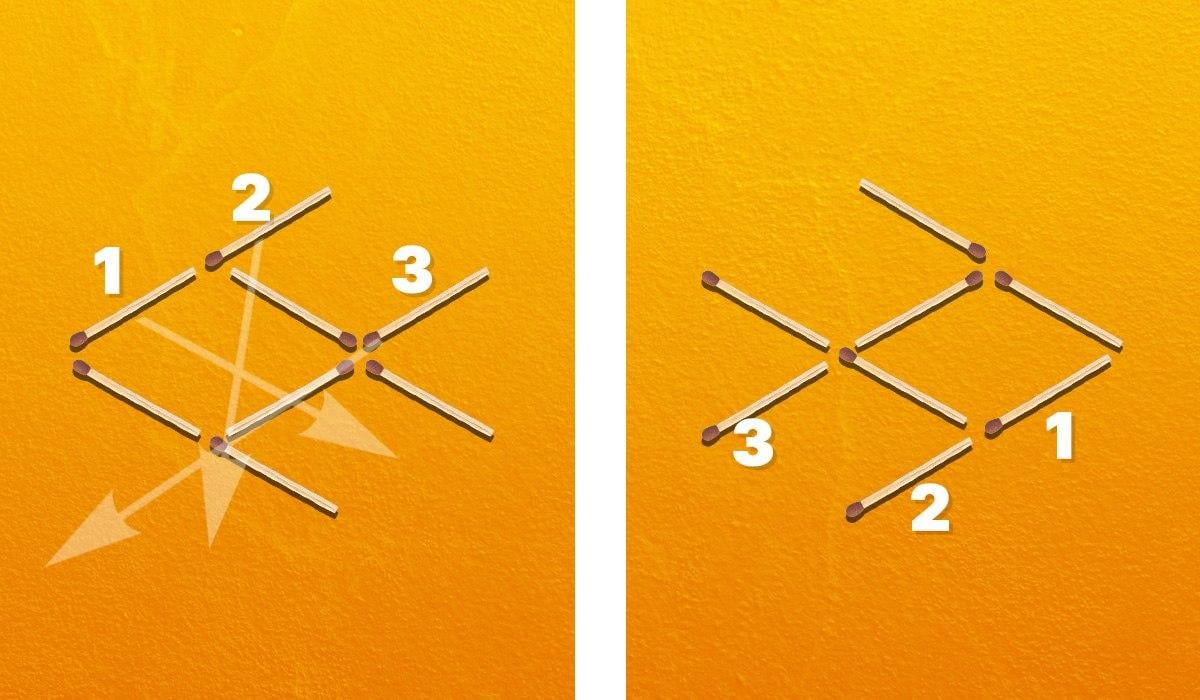 Musisz przesunąć trzy zapałki, aby obrócić rybę w prawo / kolaż Moje